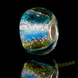 Original Massiv 925 Sterling Silber Glas SEALIFE Bead Blau Gelb Silber