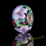Original Massiv 925 Sterling Silber Glas SEALIFE Bead Violett Blumen