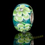 Original Massiv 925 Sterling Silber Glas SEALIFE Bead Trkis Zirkonia