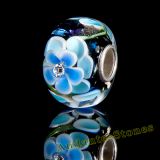 Original Massiv 925 Sterling Silber Glas SEALIFE Bead Blau Zirkonia