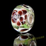 Original Massiv 925 Sterling Silber Glas SEALIFE Bead Beige Zirkonia