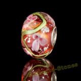 Original Massiv 925 Sterling Silber Glas SEALIFE Bead Rot Rosa Blten