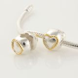 Original Massiv 925 Silber Gold Bead Clip Stopper Element Herz