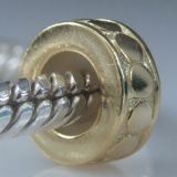 Original Massiv 925 Sterling Silber Gold Bead Stopper Clip Element