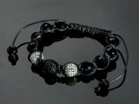 Stylisches SHAMBALA Armband 16-22 cm Schwarz Wei mit Pav Perlen