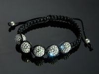 Glamouröses SHAMBALA Armband SWAROVSKI Elemente 16-22 cm Weiße Perlen
