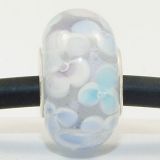 Original Massiv 925 Sterling Silber Murano Glas Bead Hellblau Blumen