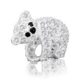 Original Massiv 925 Sterling Silber Kristall Bead Koala CZ Zirkonia