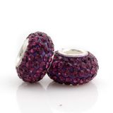 Original Massiv 925 Silber Kristall Bead Dunkelviolett Beere