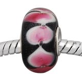 Andante-Stones Edler Silber  Murano Glas Bead Schwarz Rosa Bltenbltter