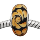 Andante-Stones Edler Silber  Murano Glas Bead Schwarz Durchsichtig Beige