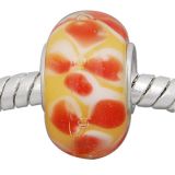 Andante-Stones Edler Silber  Murano Glas Bead Gelb Orange Weiss Blumen