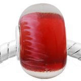 Andante-Stones Edler Silber  Murano Glas Bead Rot Rosa Spirale