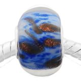 Andante-Stones Edler Silber  Murano Glas Bead Weiss Blau Bronze Schimmer