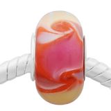 Andante-Stones Edler Silber  Murano Glas Bead Orange Gelb Rosa Blten