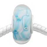 Andante-Stones Edler Silber  Murano Glas Bead Weiss Pastell Blau Wolke