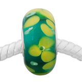 Andante-Stones Edler Silber  Murano Glas Bead Grn mit apfelgrnen Blumen