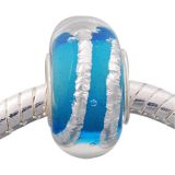 Andante-Stones Edler Silber  Murano Glas Bead Cyanblau mit Folienstreifen