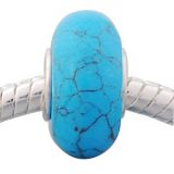 Andante-Stones Edler Silber  Murano Glas Bead Cyan Blau Marmor Optik