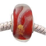 Andante-Stones Edler Silber  Murano Glas Bead Rot mit Goldflckchen