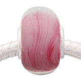 Andante-Stones Edler Silber  Murano Glas Bead Hell Rosa Weiss