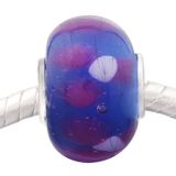 Andante-Stones Edler Silber  Murano Glas Bead Dunkel Blau Violett Weiss Kreise