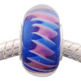 Andante-Stones Edler Silber  Murano Glas Bead Dunkel Blau Pink Weiss Spiralen