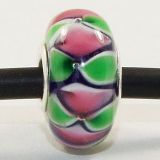 Original Massiv 925 Sterling Silber Murano Glas Bead Blau Rosa Grn