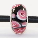 Original Massiv 925 Sterling Silber Murano Glas Bead Schwarz Pink