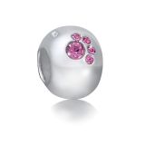 Original Massiv 925 Silber Kristall Bead mit funkelnden rosa Pftchen