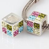 Original Massiv 925 Silber Kristall Bead WRFEL multicolor