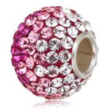 Original Massiv 925 Silber Kristall Bead PINK ROSA WEI Ketten Anhnger