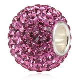 Original Massiv 925 Silber Kristall Bead MAGENTA Ketten Anhnger