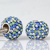 Original Massiv 925 Silber Kristall Bead BLAU GRN WEI Ketten Anhnger