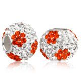 Original Massiv 925 Silber Kristall Bead WEI ROT BLUMEN Ketten Anhnger