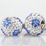 Original Massiv 925 Silber Kristall Bead WEI BLAU BLUMEN Ketten Anhnger