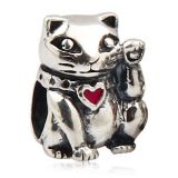 Original Massiv 925 Silber Bead Winke-Katze 