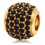 Edler 24K Gold Bead Pav mit schwarzen Zirkoniasteinen