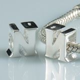 Original Massiv 925 Sterling Silber Bead ALPHABET 