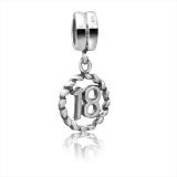 Original Massiv 925 Sterling Silber Dangle Bead GLCKSZAHL 