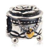 Original Massiv 925 Sterling Silber Gold Bead 