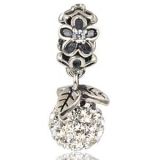 Original Massiv 925 Sterling Silber Dangle Bead mit funkelnden CZ Zirkonia