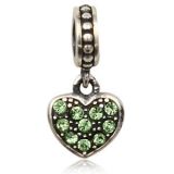 Original Massiv 925 Sterling Silber Pav Dangle Bead HERZ (Peridot)