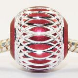 Andante-Stones Edler Silber Bead (Rot) mit silberner Verzierung