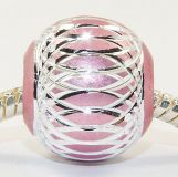 Andante-Stones Edler Silber Bead (Rosa) mit silberner Verzierung