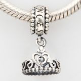 Original Massiv 925 Sterling Silber Dangle Bead KRONE 