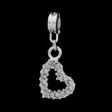 Andante-Stones Edler Silber Dangle Bead HERZ mit funkelnden Kristallen (Wei)