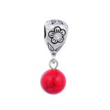 Andante-Stones Edler Silber Dangle Bead JASPIS mit Blumenmotiv (Rubin)