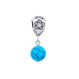 Andante-Stones Edler Silber Dangle Bead JASPIS mit Blumenmotiv (Zyan)