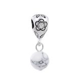 Andante-Stones Edler Silber Dangle Bead JASPIS mit Blumenmotiv (Wei)